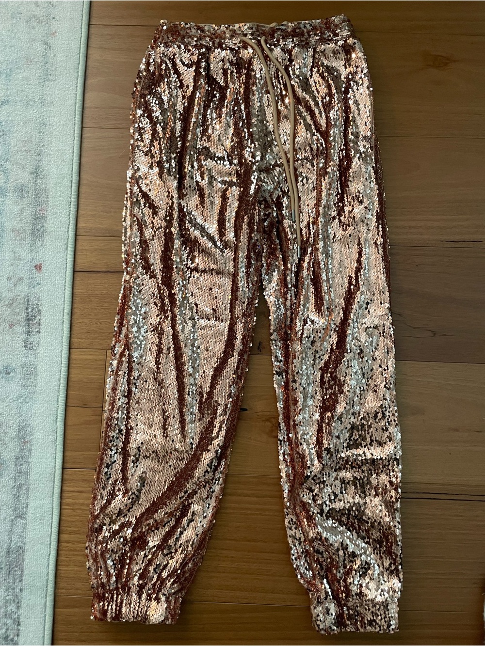 Vici Rose Gold Sequin Jogger Pants